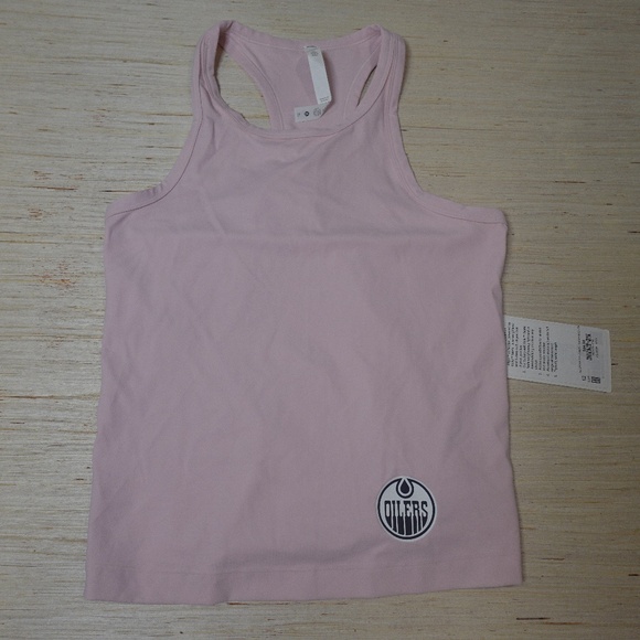 Lululemon Align™ Waist-Length Racerback Tank Top Pink Oilers Logo Size 12 - Picture 1 of 4